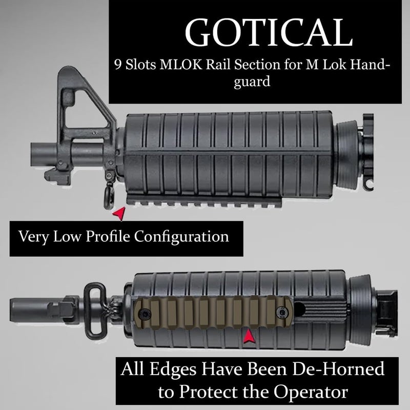 Gotical Store 13 Slots MLOK Picatinny Rail Section for M-Lok Handguard Flat Dark Earth Fit for 21mm Picatinny/Weaver Rails - Image 4
